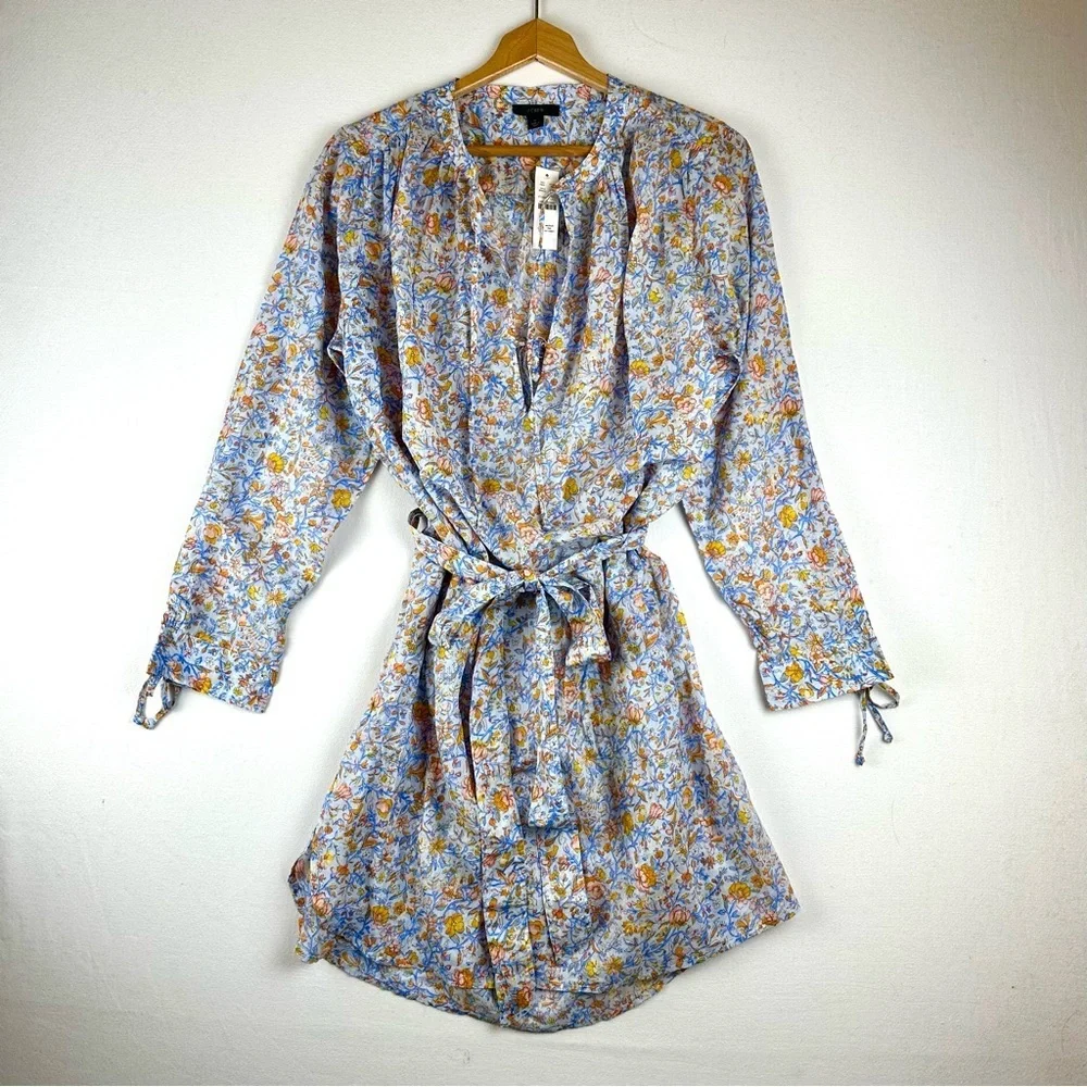 J. Crew Tunic Tie Waist Afternoon Floral Dress Beach Resort NWT